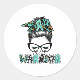Messy Bun Pcos Polycystic Ovarian Syndrome Awarene Classic Round Sticker