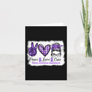 Messy Bun Peace Love Cure Purple Ribbon Opioid Ove Card