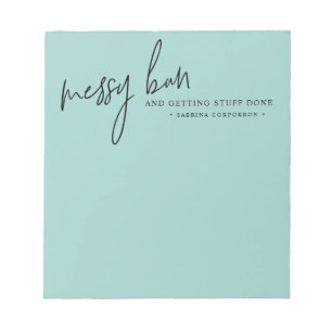 Messy Bun Personalised To Do List   Turquoise Notepad