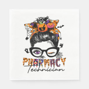 Messy Bun Pharmacy Technician Halloween Party Napkin