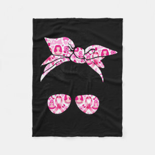 Messy Bun Pink Warrior Support Squad Breast Cancer Fleece Blanket