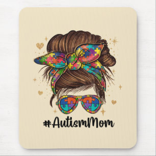 Messy Bun Proud Autism Mom Mouse Mat