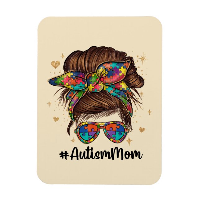 Messy Bun Proud Autism Mum Magnet (Vertical)