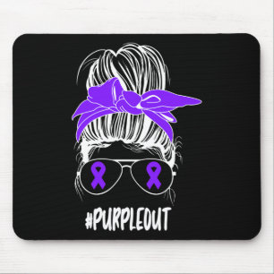 Messy Bun Purple Out Epilepsy Fighter Awareness Mo Mouse Mat