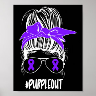 Messy Bun Purple Out Epilepsy Fighter Awareness Mo Poster