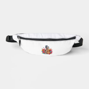 Messy Bun Skeleton Cute Puppy Dog Lovers Halloween Bum Bags