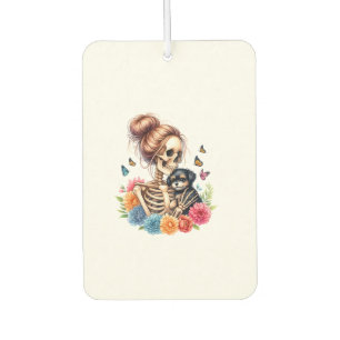 Messy Bun Skeleton Cute Puppy Dog Lovers Halloween Car Air Freshener