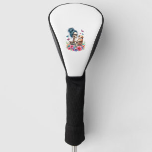 Messy Bun Skeleton Cute Puppy Dog Lovers Halloween Golf Head Cover