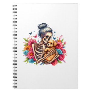 Messy Bun Skeleton Cute Puppy Dog Lovers Halloween Notebook
