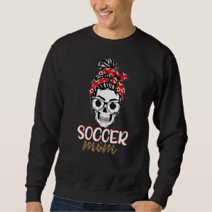Messy Bun Skull Soccer Mum Happy Mother's Day Sweatshirt