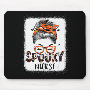 Messy Bun Spooky Nurse Women Pumpkin Halloween Bat Mouse Mat