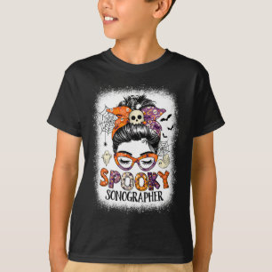 Messy Bun Spooky Sonographer Fun Halloween Costume T-Shirt