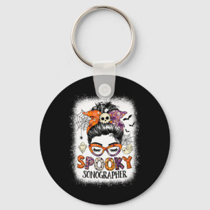 Messy Bun Spooky Sonographer Funny Halloween Costu Key Ring