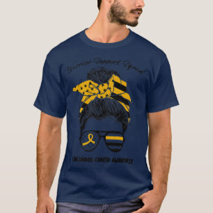 Messy Bun Warrior Support Squad Childhood Cancer A T-Shirt