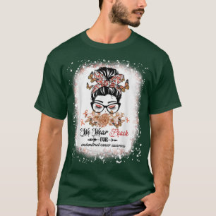 Messy Bun We Wear Peach For Endometrial Cancer Awa T-Shirt