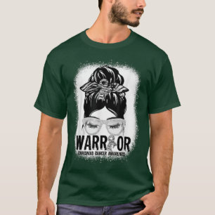 Messy Bun Zebra Ribbon Carcinoid Cancer Warrior Gi T-Shirt