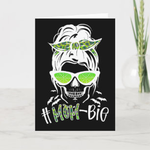Messy Bun Zombie Mum Funny Halloween Costume Skull Card