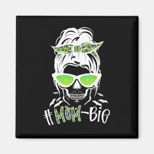 Messy Bun Zombie Mum Funny Halloween Costume Skull Magnet