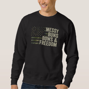 Messy Buns Bows Freedom Womens Archery Bow Hunting Sweatshirt