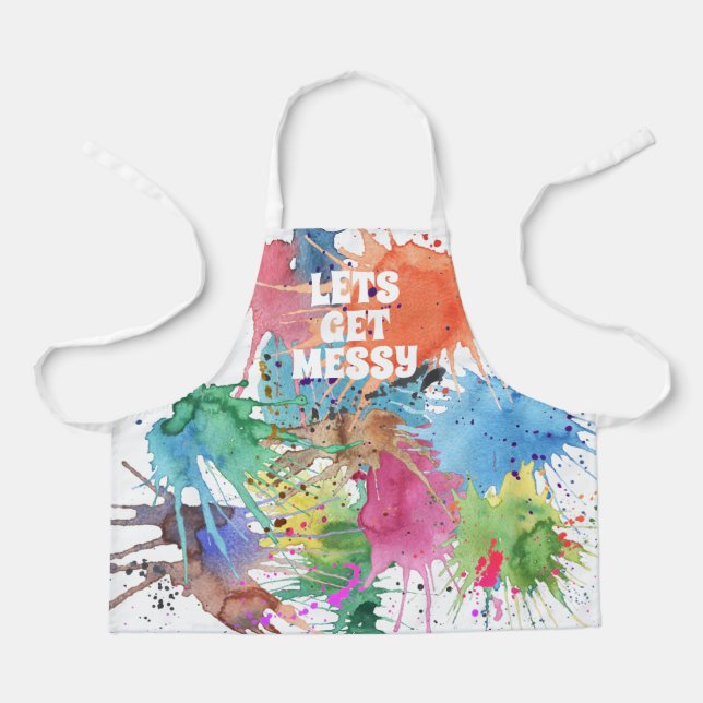 Messy Colourful Paint Drips Painting Smock Apron (Front)