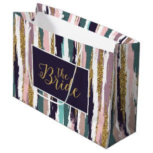 Messy colourful watercolors brushstrokes pattern large gift bag