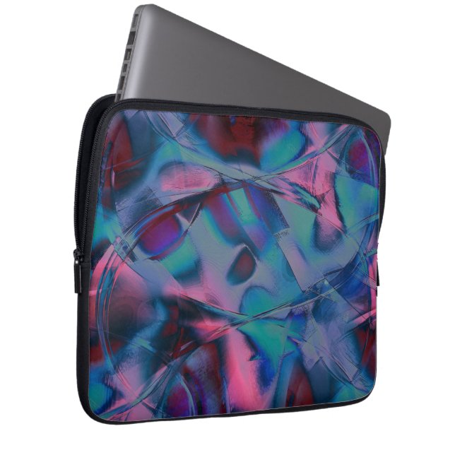 Messy curves polished of bright cyan to pink hues  laptop sleeve (Front Right)