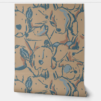 Messy Dog Sketches - Animal Sketch - Mocha Brown Wallpaper