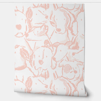 Messy Dog Sketches - Animal Sketch - Pastel Pink Wallpaper