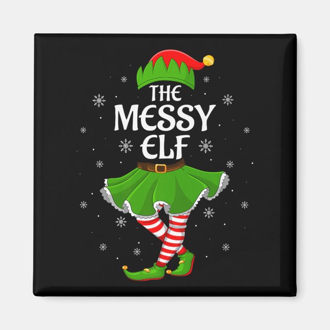 Messy Elf Christmas Family Girls Women Elf Squad X Magnet (Front)