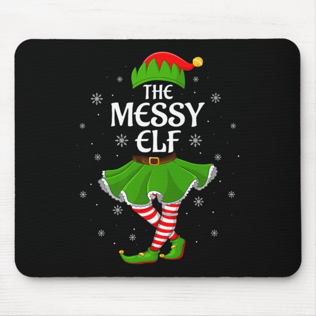 Messy Elf Christmas Family Girls Women Elf Squad X Mouse Mat (Front)