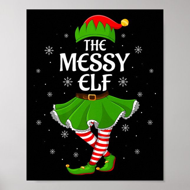 Messy Elf Christmas Family Girls Women Elf Squad X Poster (Front)