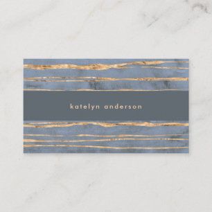 Messy Gold Line Blue Periwinkle Professional Business Card