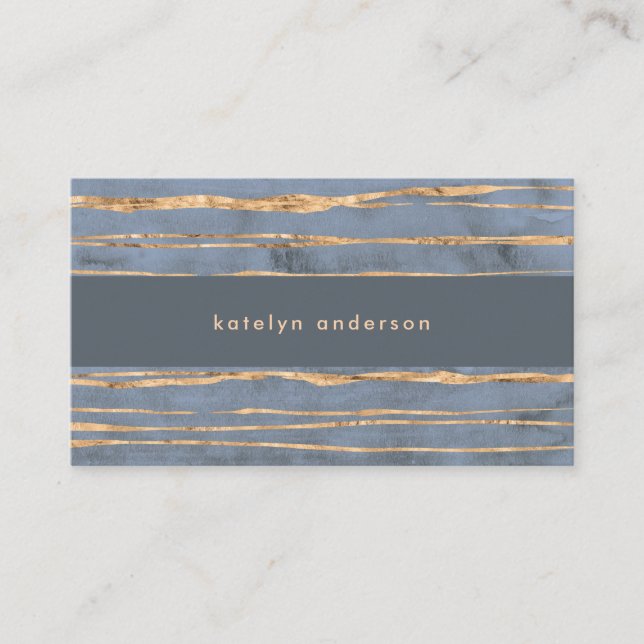 Messy Gold Line | Blue Periwinkle | Professional Business Card (Front)