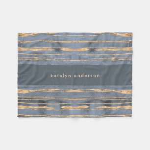 Messy Gold Line   Blue Periwinkle   Professional Fleece Blanket