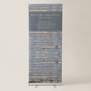 Messy Gold Line Blue Periwinkle Professional Retractable Banner