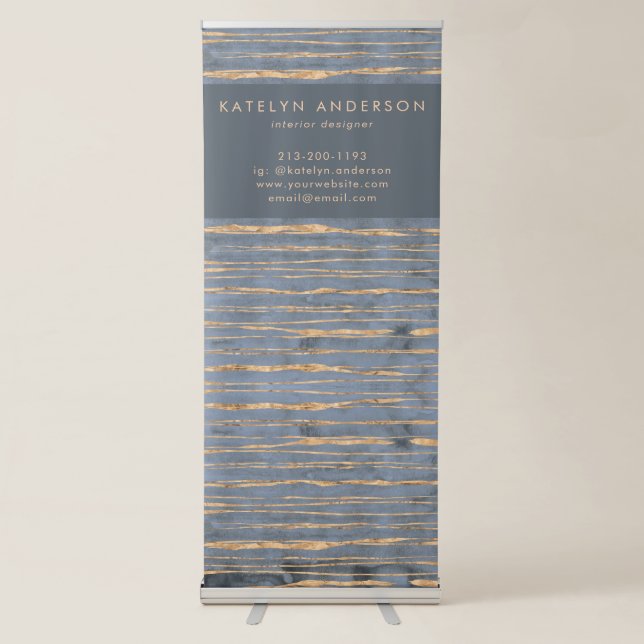 Messy Gold Line | Blue Periwinkle | Professional Retractable Banner (Front)