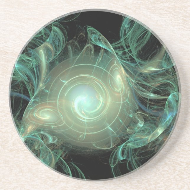 Messy Green Hair Abstract Coaster (Front)
