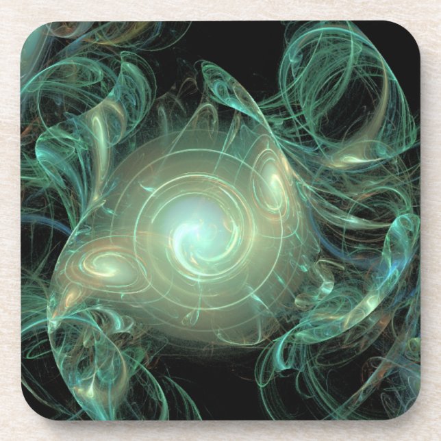 Messy Green Hair Abstract Coaster (Front)