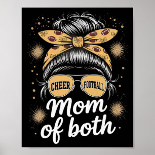 Messy Hair Flair Cheer Footll Cheerleading Mum Of  Poster