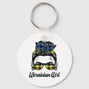 Messy Hair Sungles Ukrainian Girl Ukraine Pride Pa Key Ring