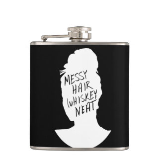 Messy Hair, Whiskey Neat Hip Flask