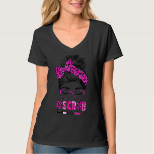 Messy Hair Woman Bun Stethoscope Nurse Nursing Mum T-Shirt