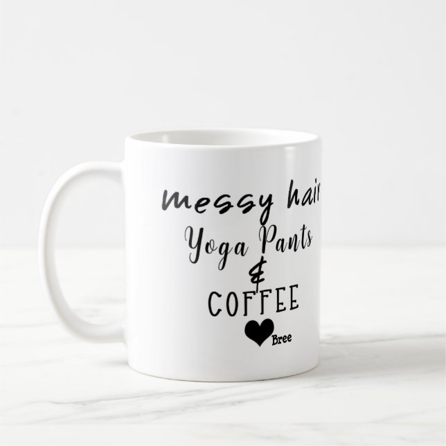 Messy Hair Yoga Pants Coffee Personalised Chic Coffee Mug (Left)