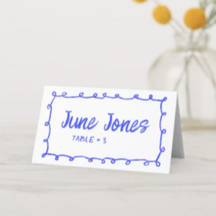 Messy Loops Doodle Handmade Bar Bat Mitzvah Place Card