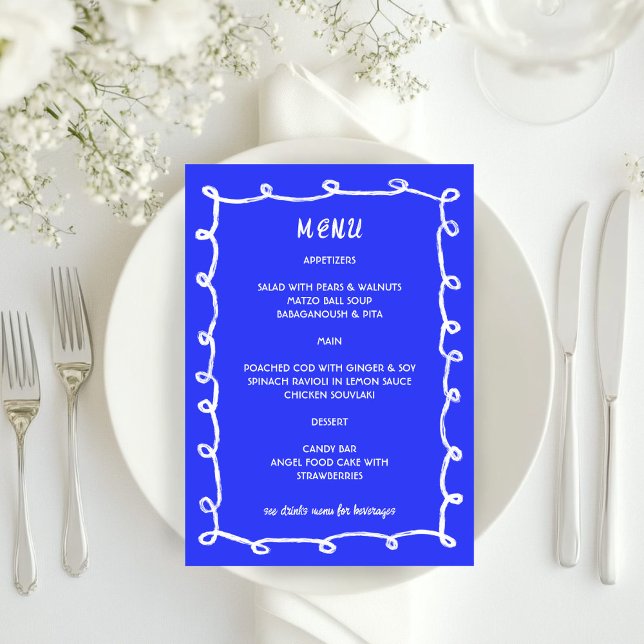 Messy Loops Hand Drawn Custom Bar Bat Mitzvah Menu (Messy Loops Hand Drawn Custom Bar Bat Mitzvah Menu
)