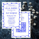 Messy Loops Hand Drawn Custom QR Bar Bat Mitzvah Invitation<br><div class="desc">Perfect card to announce a bat mitzvah, bar mitzvah or other Jewish celebration! Hand made messy brushstroke loops frame for you on the front side! FULLY CUSTOMIZABLE! Click on “Personalise” above to edit the text and add your link to the QR code. Click "edit using design tool" to adjust the...</div>