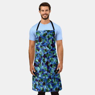 Messy of green and blue irregular mosaic overlaid  apron