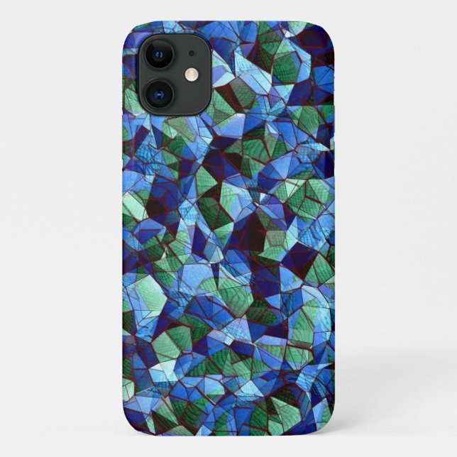 Messy of green and blue irregular mosaic overlaid  Case-Mate iPhone case (Back)