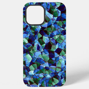 Messy of green and blue irregular mosaic overlaid iPhone 12 pro max case