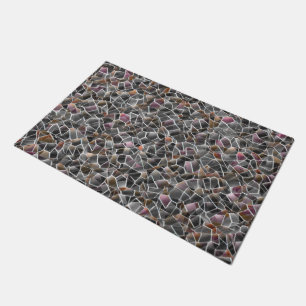 Messy of rough salmon and grey irregular mosaic th doormat